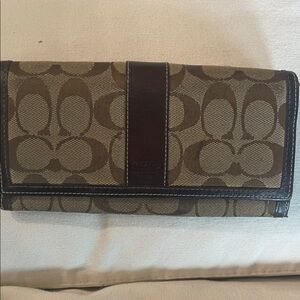 Coach Brown and Tan Signature Wallet